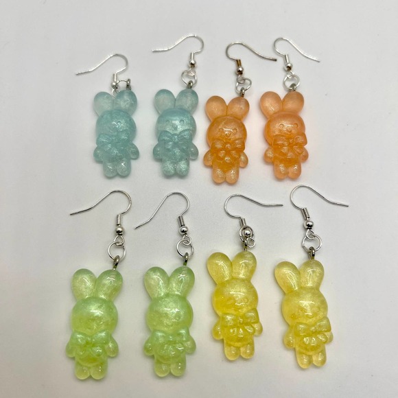 Handmade Jewelry - Bunny Earrings - Rabbit Earring - Easter Earring - Holiday Earring - Cottagecore